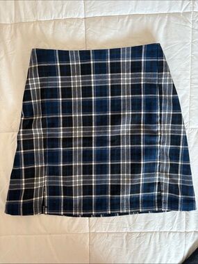 Brandy Melville Navy Plaid Mini Skirt Dark Academia Schoolgirl Coquette